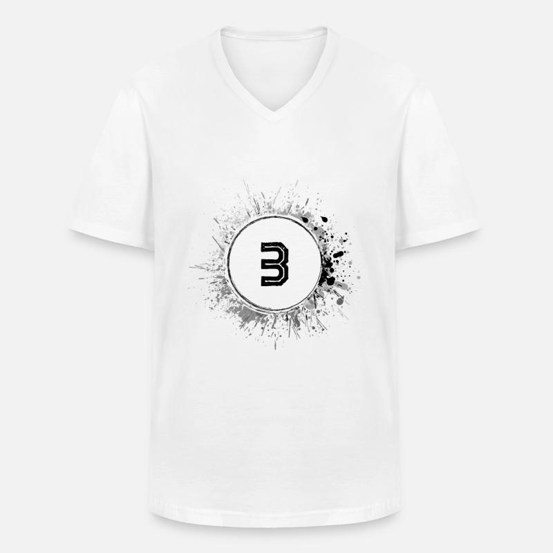 3 Zahl Klecks - Männer-T-Shirt mit V-Ausschnitt - Weiß