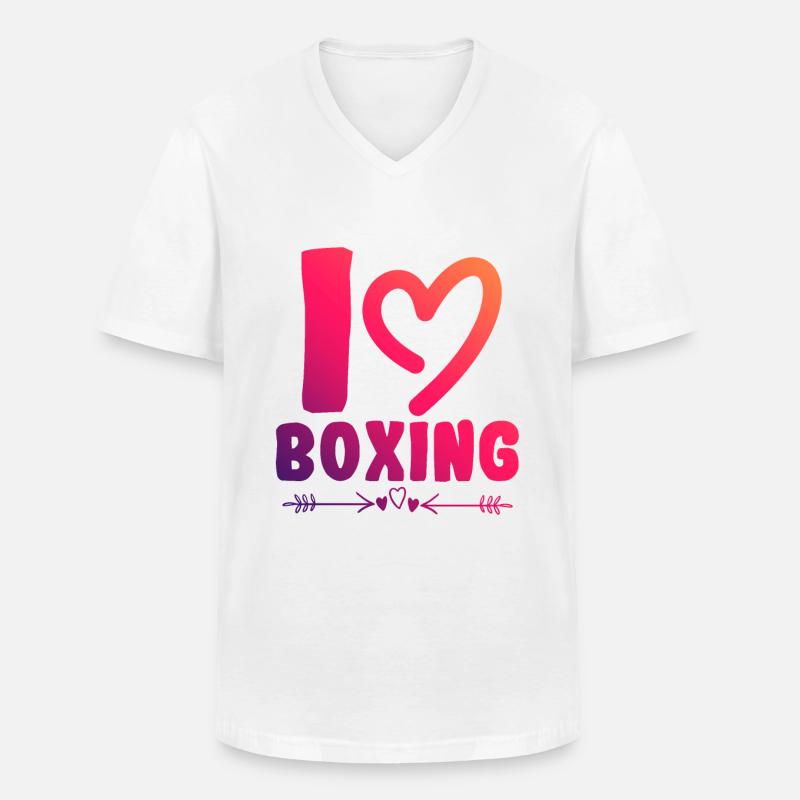 Ich liebe Boxen - Männer-T-Shirt mit V-Ausschnitt - Weiß