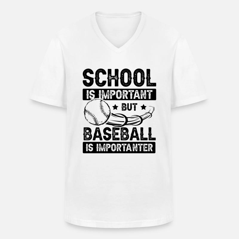 baseball school - Männer-T-Shirt mit V-Ausschnitt - Weiß