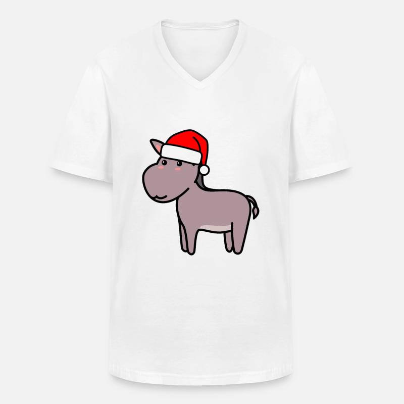Esel Comic Weihnachten Xmas - Männer-T-Shirt mit V-Ausschnitt - Weiß