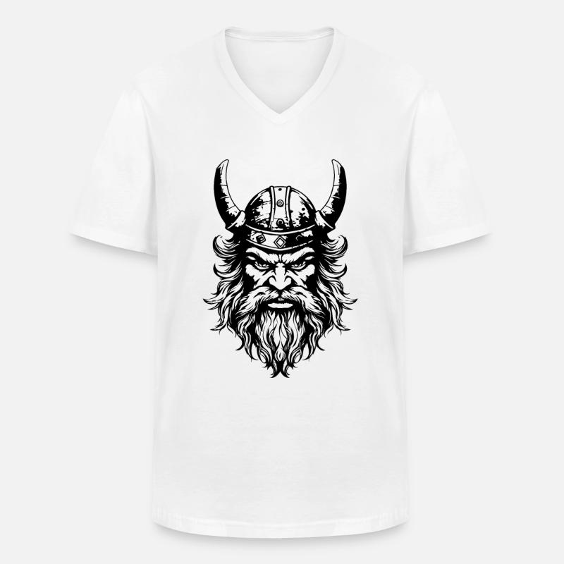 Wikinger Kopf Helm - Männer-T-Shirt mit V-Ausschnitt - Weiß
