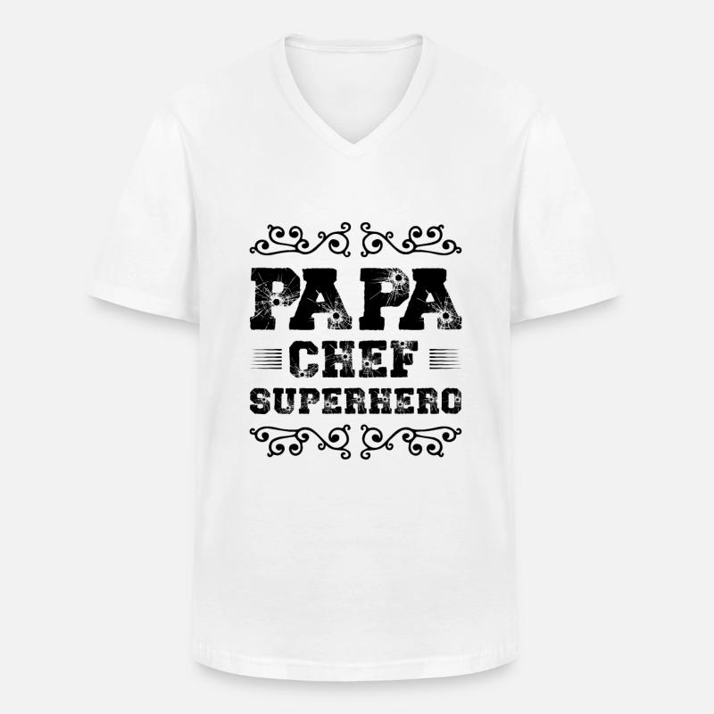 Papa Chef Superheld Dad - Männer-T-Shirt mit V-Ausschnitt - Weiß