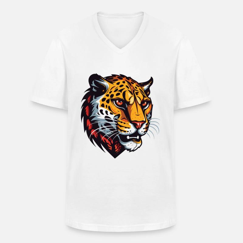 Gepard Kopf - Männer-T-Shirt mit V-Ausschnitt - Weiß