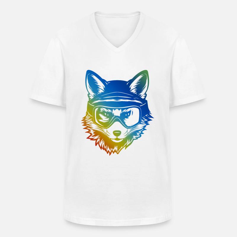 Fuchs Ski Brille Bunt - Männer-T-Shirt mit V-Ausschnitt - Weiß