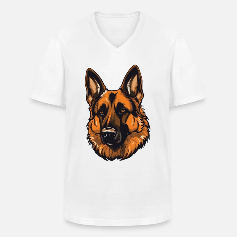 Schäferhund Hund Kopf - Männer-T-Shirt mit V-Ausschnitt - Weiß