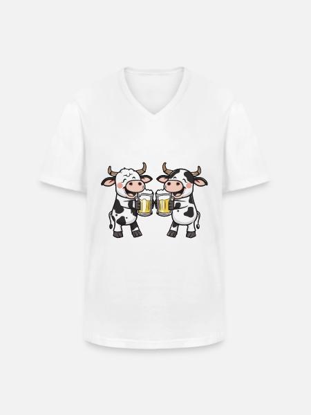 Cow Comic Beer Funny Booze - Men's V-Neck T-Shirt - white