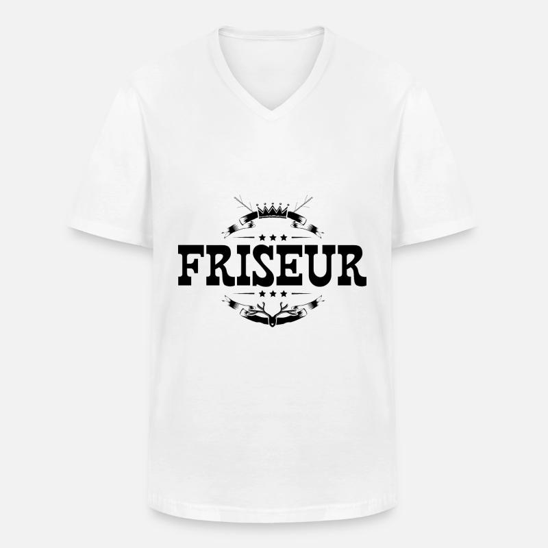 Friseur Beruf - Männer-T-Shirt mit V-Ausschnitt - Weiß