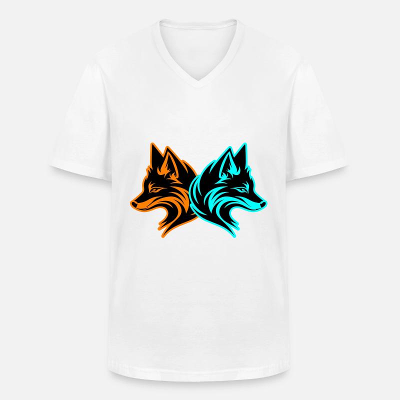 Fuchs Tier - Männer-T-Shirt mit V-Ausschnitt - Weiß