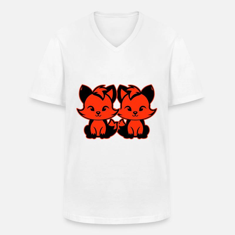 Renard mignon Mignon Bébé - T-shirt col V Homme - blanc