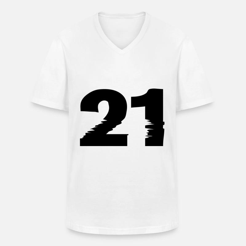 21 Zahl - Männer-T-Shirt mit V-Ausschnitt - Weiß
