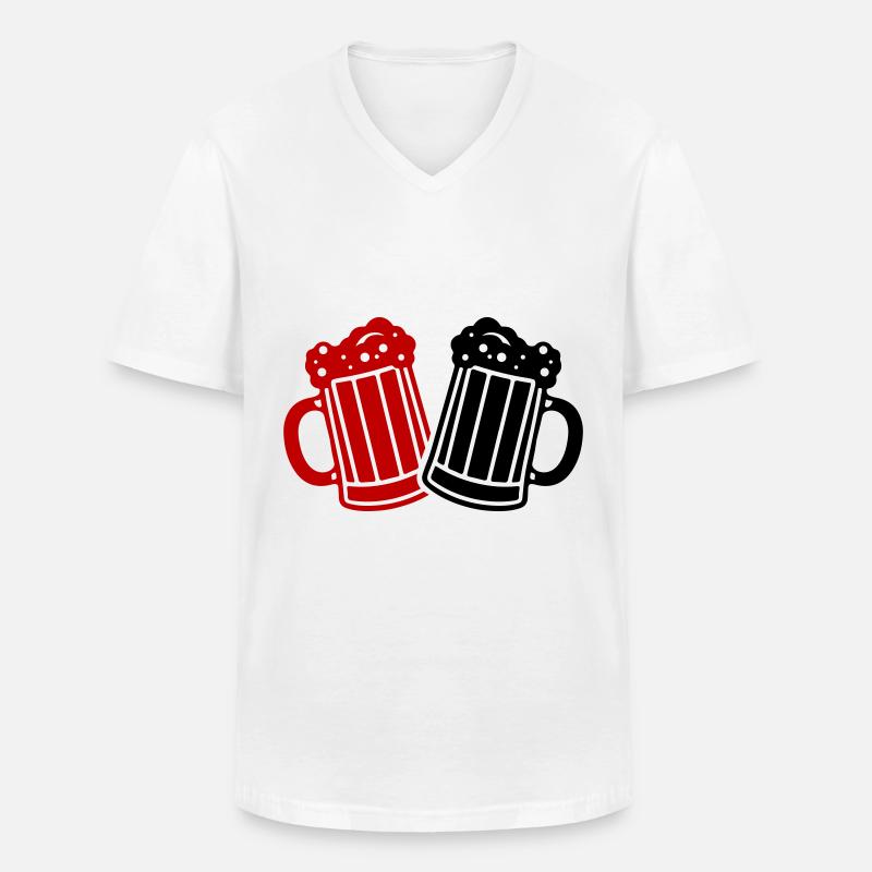 Bierkrug Bier Symbol Prost - Männer-T-Shirt mit V-Ausschnitt - Weiß