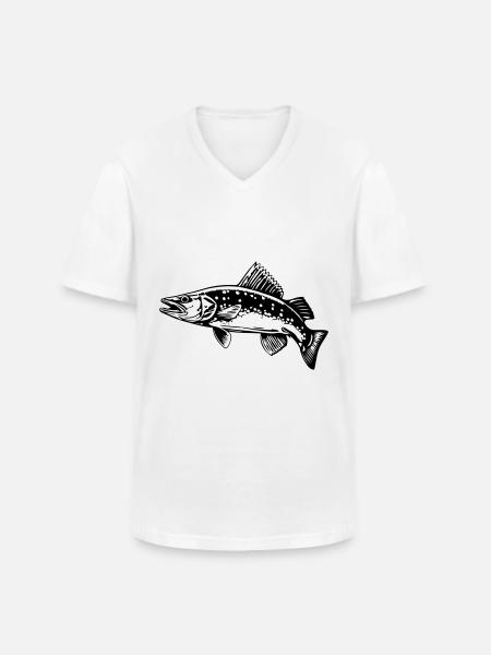 Pike Fish Silhouette - Men's V-Neck T-Shirt - white