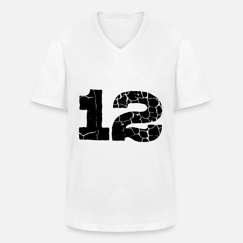 12 Zahl Trikot - Männer-T-Shirt mit V-Ausschnitt - Weiß