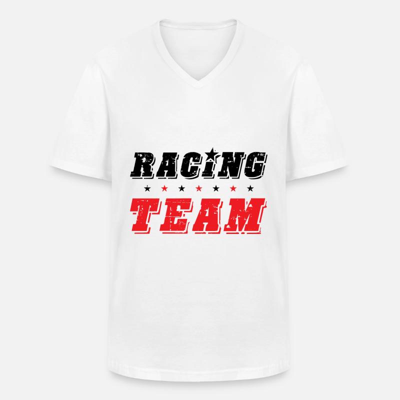 Racing Team - Männer-T-Shirt mit V-Ausschnitt - Weiß