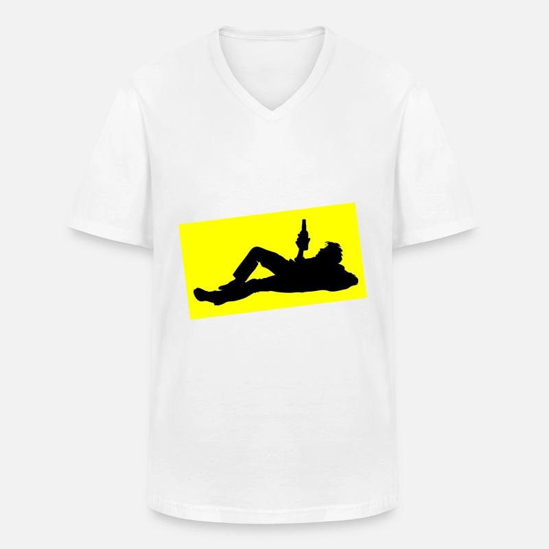 Drinking Bier Silhouette - Männer-T-Shirt mit V-Ausschnitt - Weiß