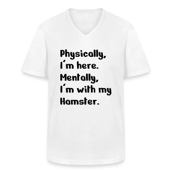 Hamster Lover Gift : with my Hamster - Men's V-Neck T-Shirt - white - Front - AI Model Male 185 light (185cm)