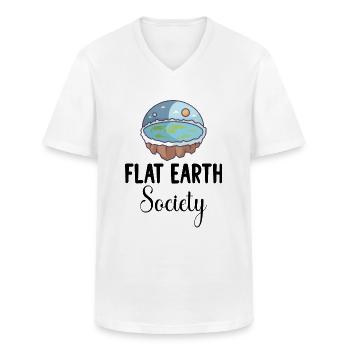 Théorie de la Terre plate Terre plate Société de la Terre plate - T-shirt col V Homme - blanc - Devant - AI Model Male 185 light (185cm)