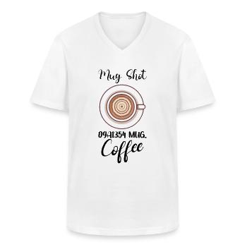 Coffee Lover Caffeine Molecule Java Latte Espresso - Men's V-Neck T-Shirt - white - Front - AI Model Male 185 light (185cm)