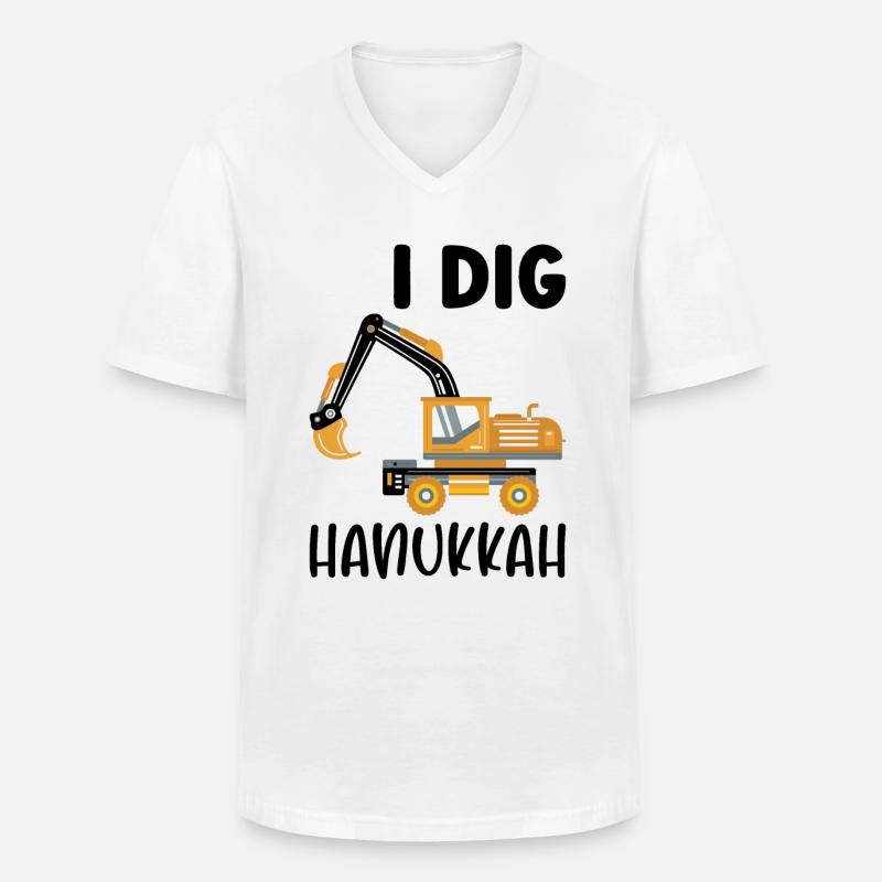 Baggerfahrer Bagger Hanukkah - Männer-T-Shirt mit V-Ausschnitt - Weiß