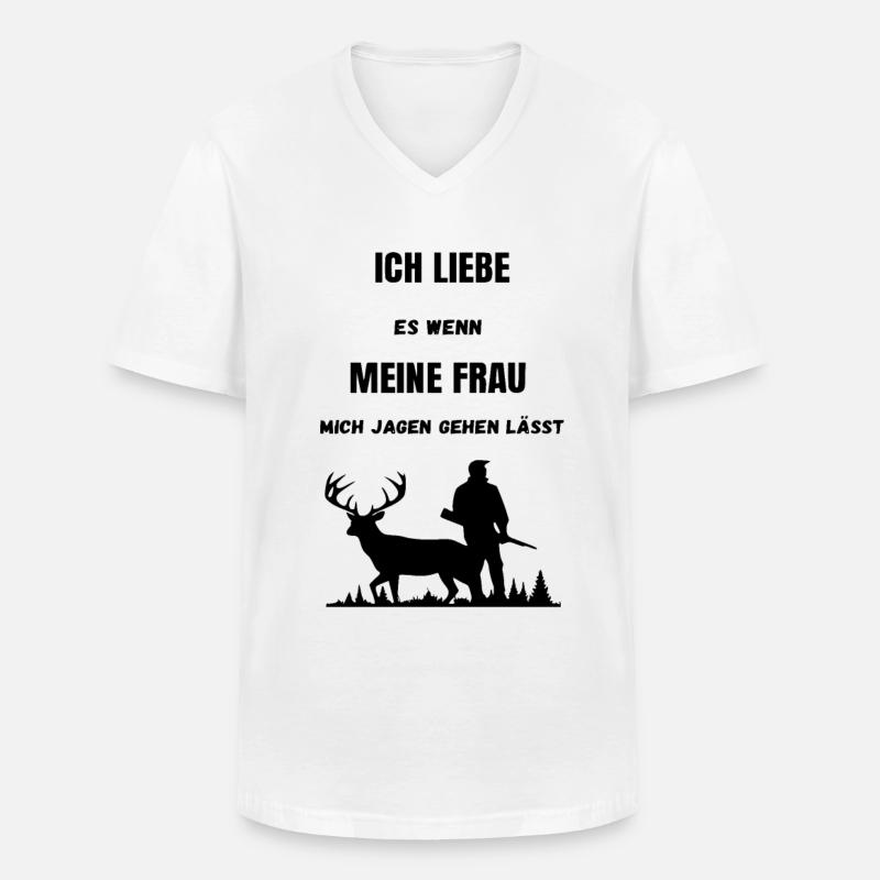 Jagd Spruch Jäger - Männer-T-Shirt mit V-Ausschnitt - Weiß
