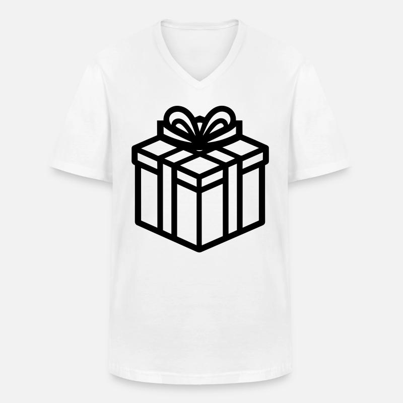 Kleine Geschenkbox - Männer-T-Shirt mit V-Ausschnitt - Weiß