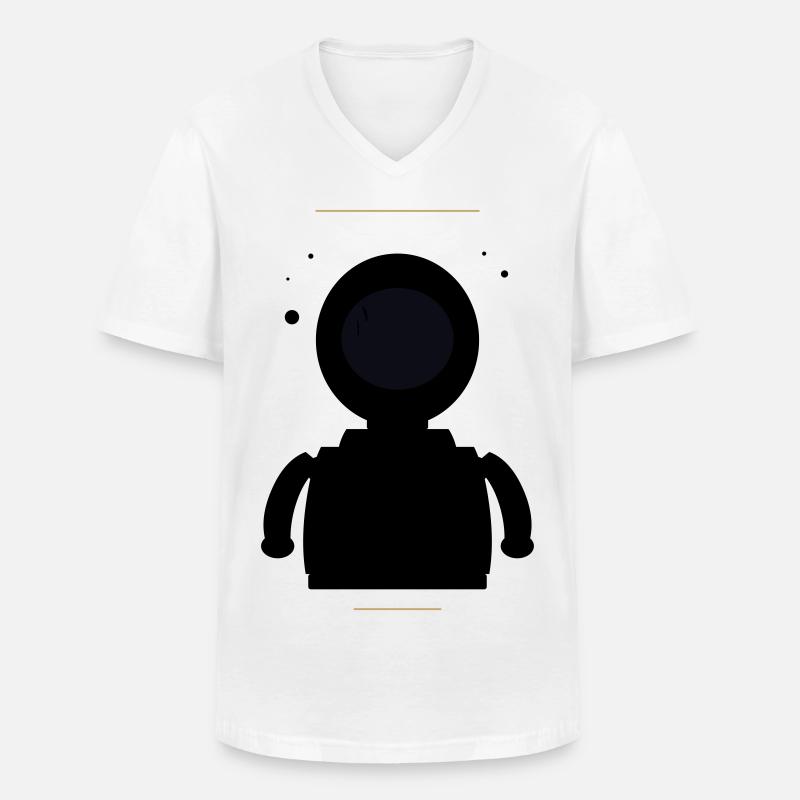 Minimalistischer Schwarzer Mond - Männer-T-Shirt mit V-Ausschnitt - Weiß