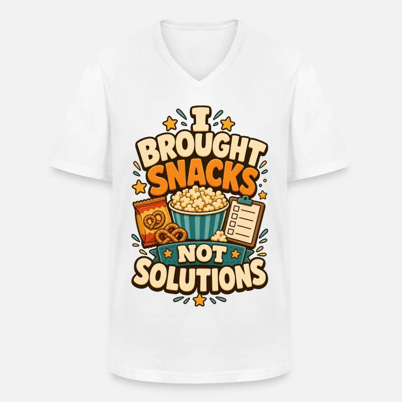 I Brought Snacks Not Solutions - Men's V-Neck T-Shirt - white