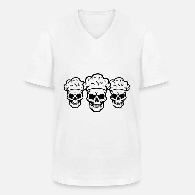 Chefkoch Skelett - Männer-T-Shirt mit V-Ausschnitt - Weiß
