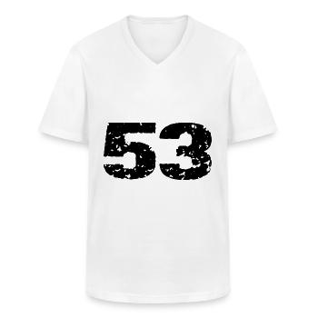 53 Number jersey - Men's V-Neck T-Shirt - white - Front - AI Model Male 185 light (185cm)