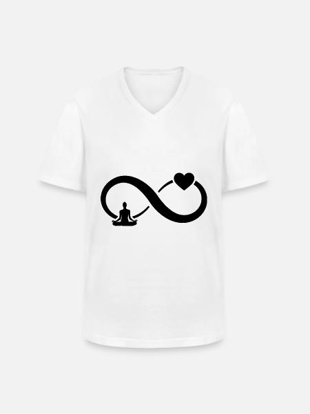 Infinity Heart and Yoga - - Men's V-Neck T-Shirt - white
