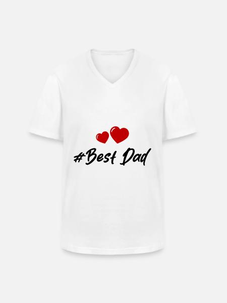 Best Dad Herzen Liebe - Männer-T-Shirt mit V-Ausschnitt - Weiß