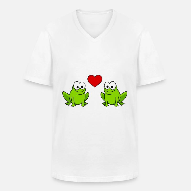 Frosch Comic Paar liebe - Männer-T-Shirt mit V-Ausschnitt - Weiß