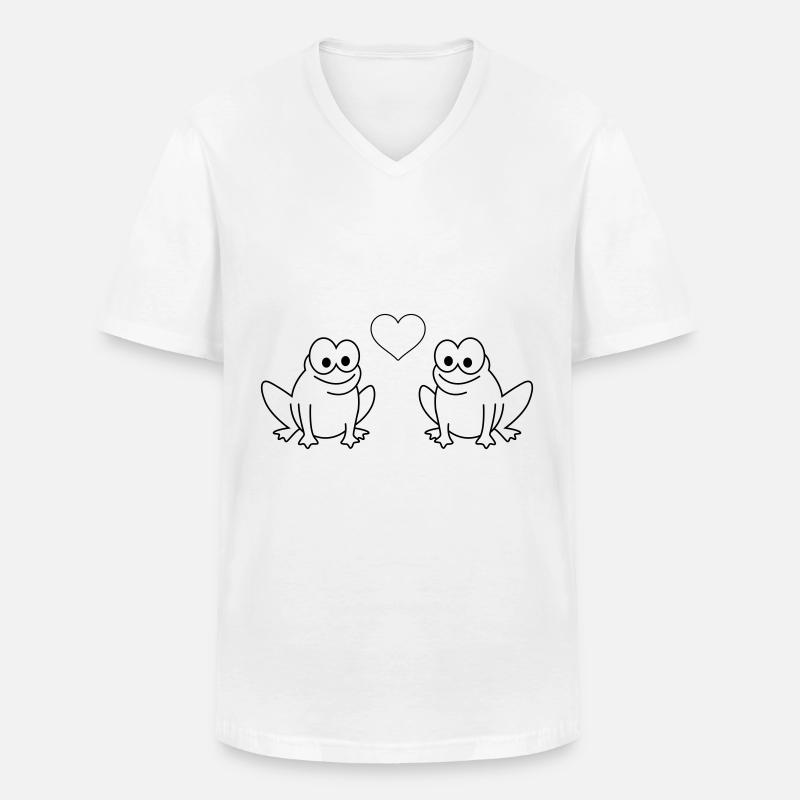 Frosch Comic Paar liebe - Männer-T-Shirt mit V-Ausschnitt - Weiß