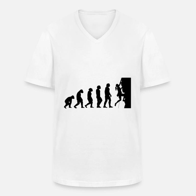 Evolution and Climbing - (2) - Men's V-Neck T-Shirt - white