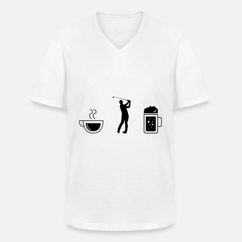 Kaffee-Bier und Golf - - Männer-T-Shirt mit V-Ausschnitt - Weiß