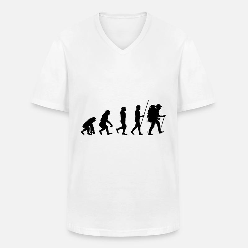 Evolution Wandermensch - - Männer-T-Shirt mit V-Ausschnitt - Weiß