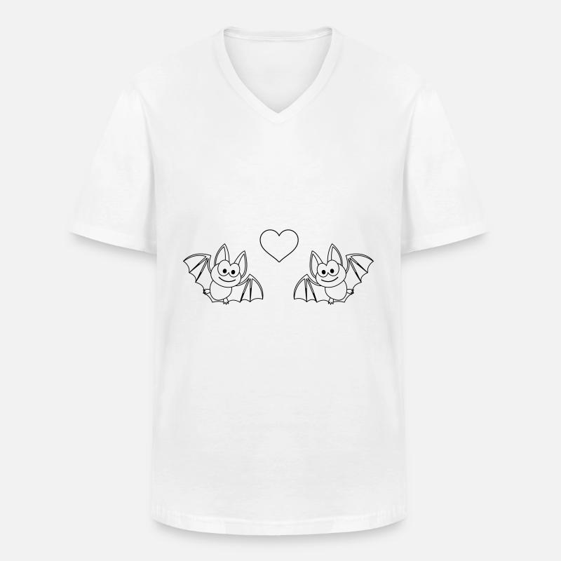 Fledermaus Comic Paar liebe - Männer-T-Shirt mit V-Ausschnitt - Weiß
