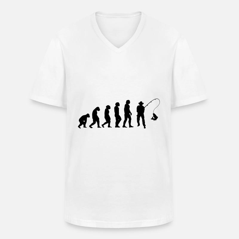 Evolution und Angeln - - Männer-T-Shirt mit V-Ausschnitt - Weiß