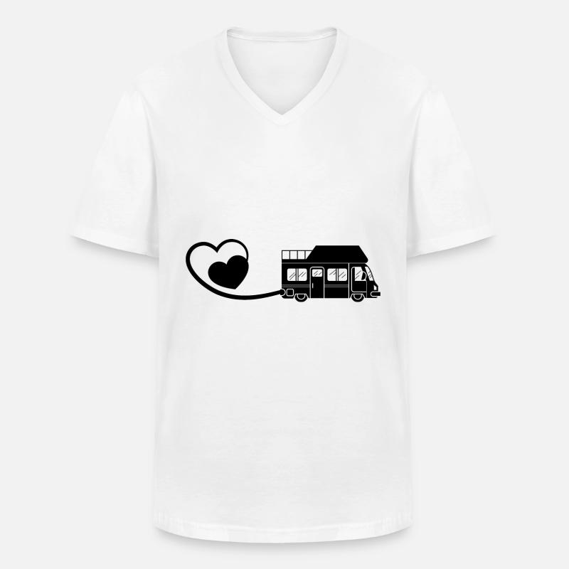 Herz 2 und Camping - Männer-T-Shirt mit V-Ausschnitt - Weiß