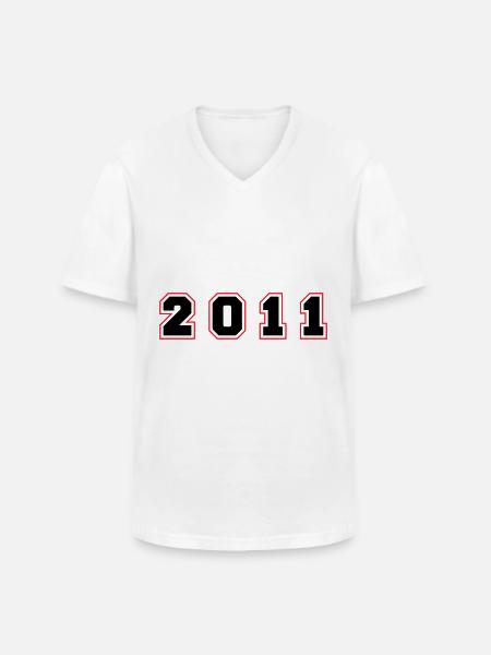 2011 Year Number - Men's V-Neck T-Shirt - white