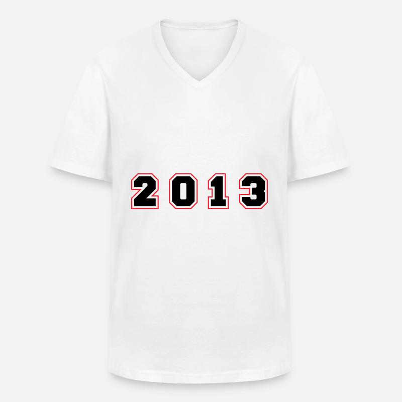 2013 Jahr Zahl - Männer-T-Shirt mit V-Ausschnitt - Weiß