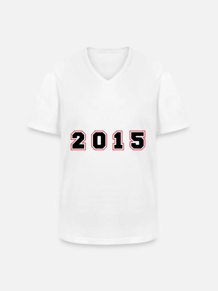 2015 Year Number - Men's V-Neck T-Shirt - white