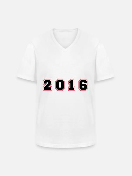 2016 Year Number - Men's V-Neck T-Shirt - white