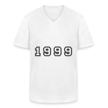 Numéro de l’année 1999 - T-shirt col V Homme - blanc - Devant - AI Model Male 185 light (185cm)