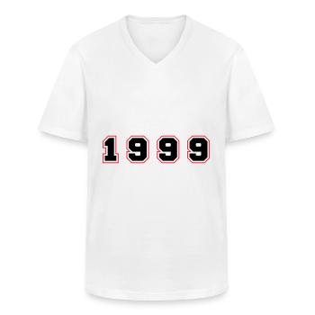 Numéro de l’année 1999 - T-shirt col V Homme - blanc - Devant - AI Model Male 185 light (185cm)