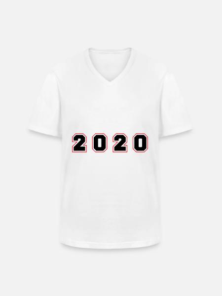 2020 Year Number - Men's V-Neck T-Shirt - white