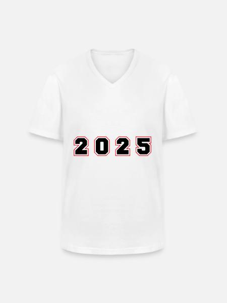 2025 Year Number - Men's V-Neck T-Shirt - white