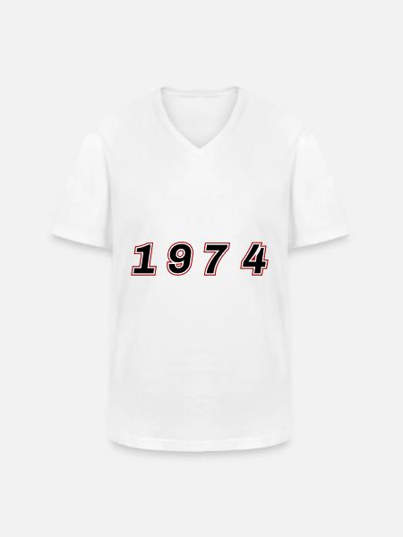 1974 Year Number - Men's V-Neck T-Shirt - white