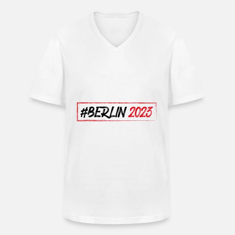 Berlin 2023 - Männer-T-Shirt mit V-Ausschnitt - Weiß