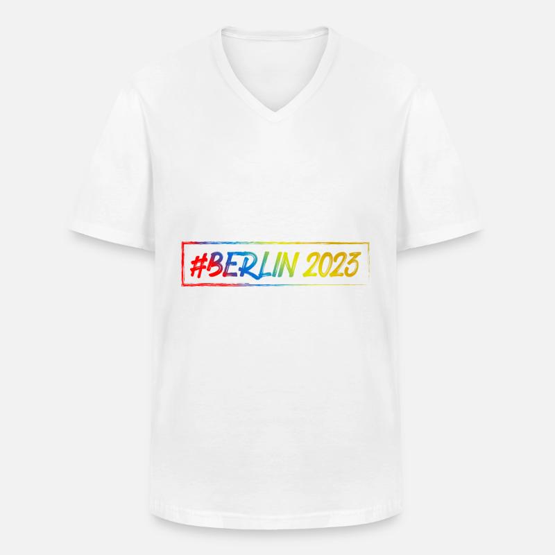 Berlin 2023 - Männer-T-Shirt mit V-Ausschnitt - Weiß